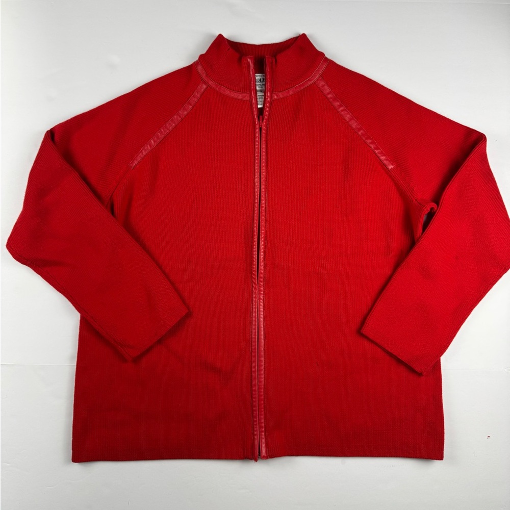 Vintage Pendleton Red Merino Wool Sweater with leather detailing size 1x